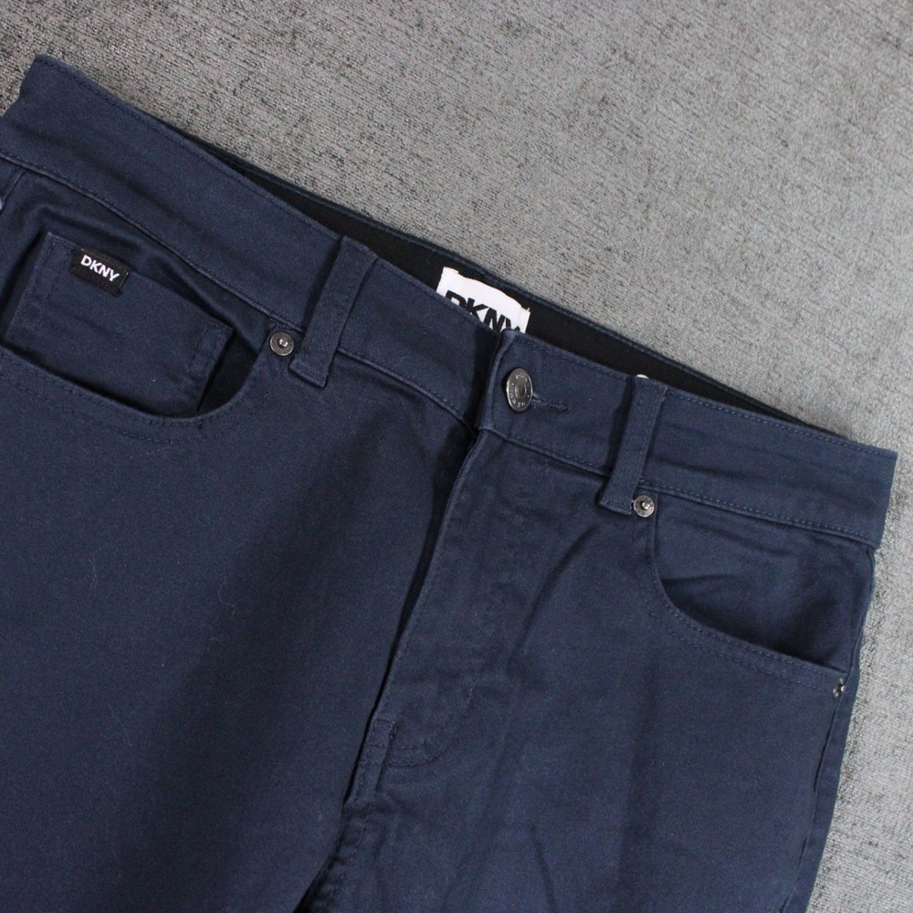 DKNY Stanton Slim Fit Navy Blue Stretch Pants Mens 30x30